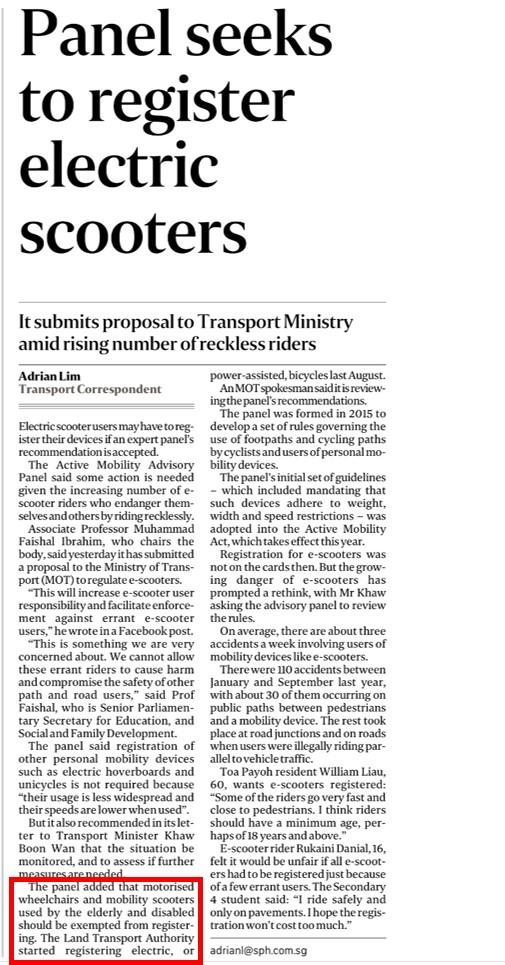 Motorised Wheelchairs & Mobility Scooters EXEMPT from LTA Registration - Falcon Mobility Singapore