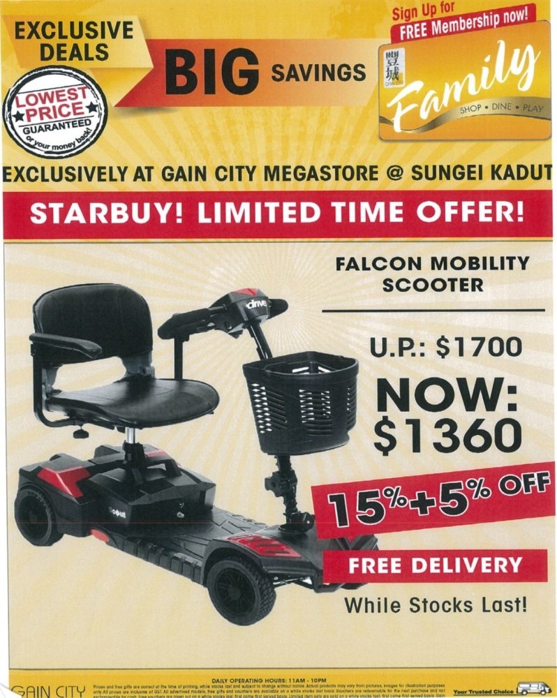 Mobility Scooters at Gain City - Falcon Mobility Singapore