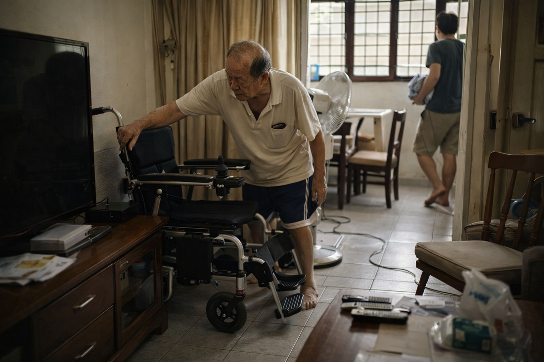 My Motorised Wheelchair Lives Next to the TV Console — And Everyone Pretends It’s Not There