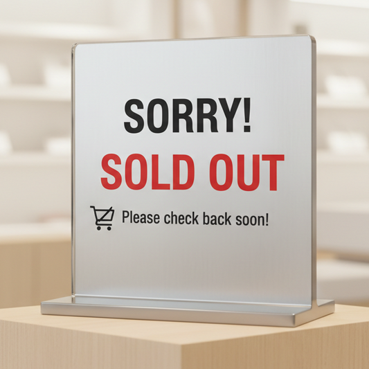 Generate an image of a "Sorry! Sold Out" sign square aspect ratio